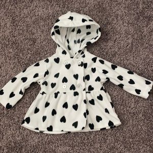 Baby girl soft white with black hearts coat